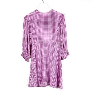 Faithful The Brand Edwina ruffle plaid check dress purple white size small 4